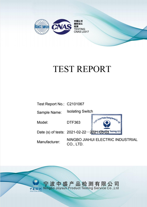 Isolating switch-Test report C2101067